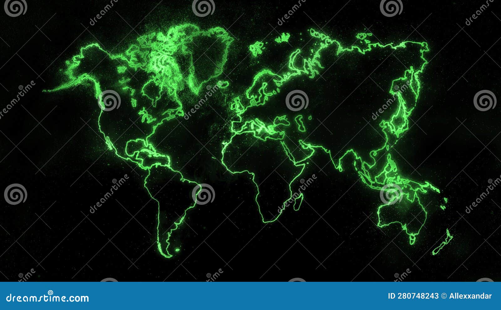 colorful worldÃÂ mapÃÂ on dark background, greenÃÂ glowing world map